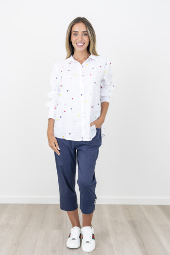 Maglia Jaimee Embroidered Heart Linen Shirt