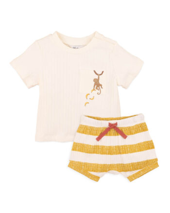 Bebe Sway Organic Wide Rib Shorts & Tee Set