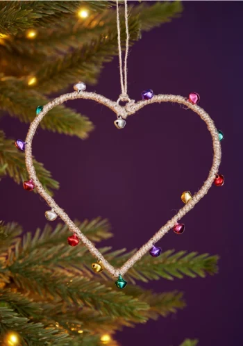 Jute Bells Heart Decoration