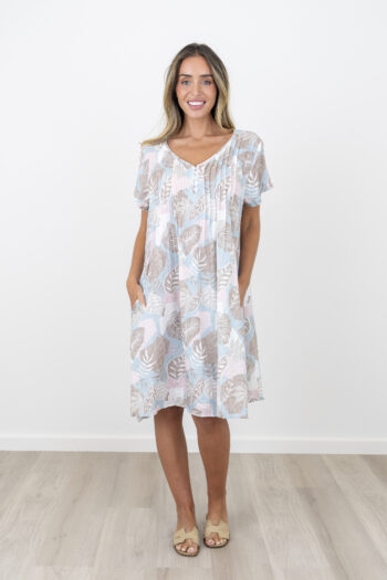 Renoma V-Neck Cotton  Dress With Buttons Dress - Sahara Sands