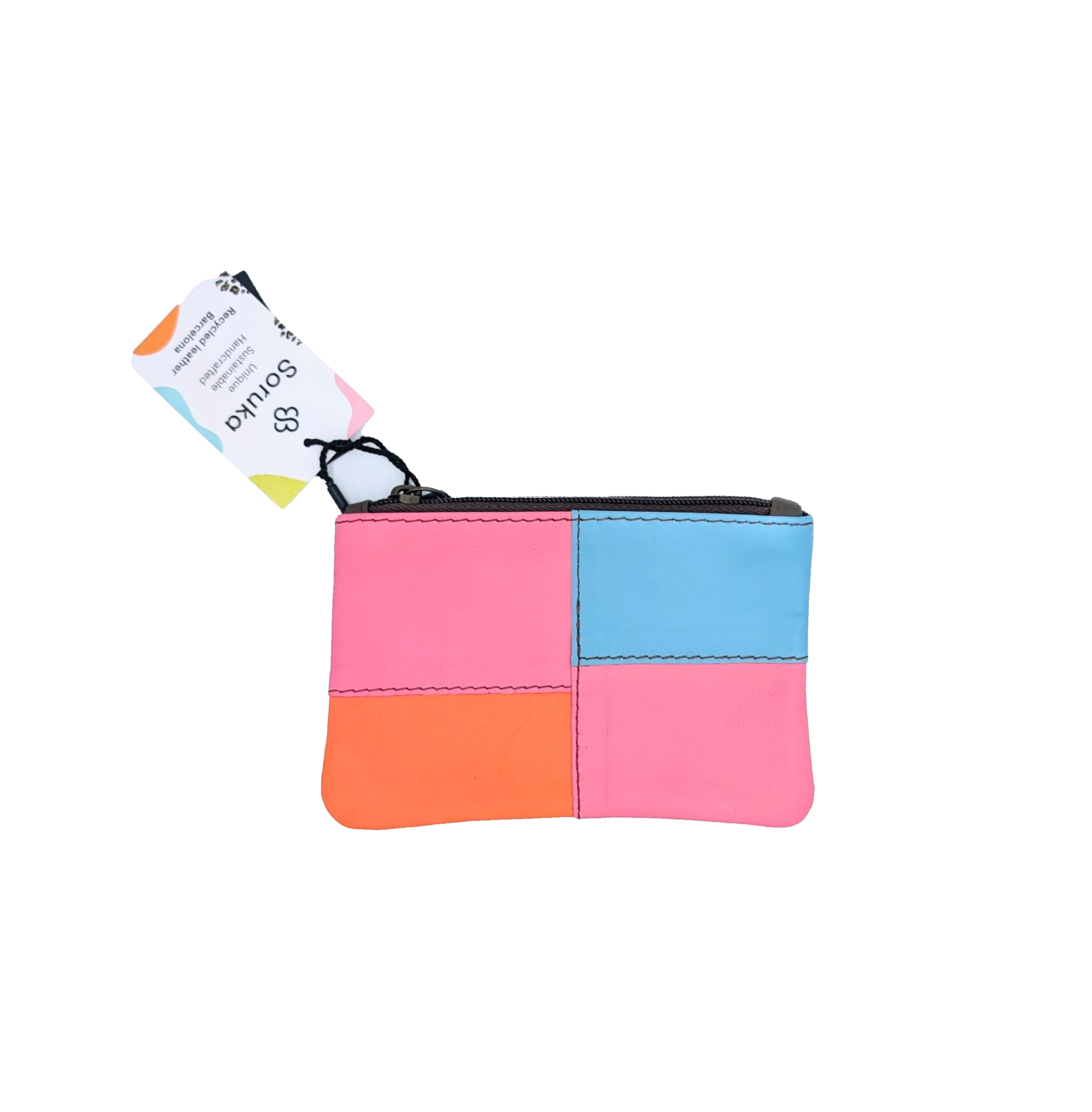Soruka Zahra Leather Pouch - Pink, Orange, Blue