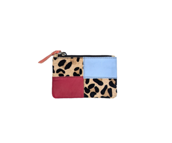 Soruka Zahra Leather Pouch - Leopard, Red, Blue