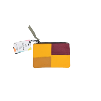Soruka Zahra Leather Pouch - Mustard & Red